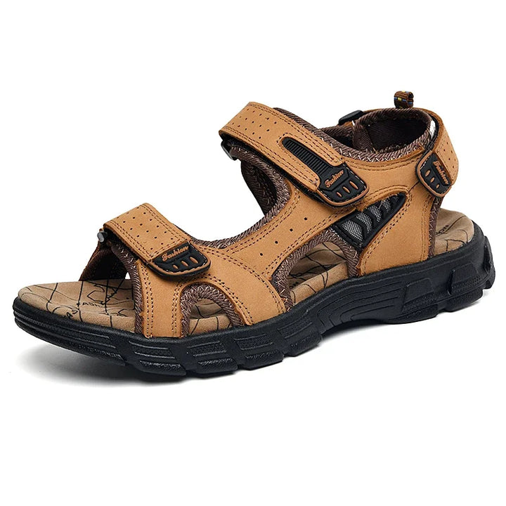 Men’s Open-Toe Sandals with Triple Straps and Thick Sole