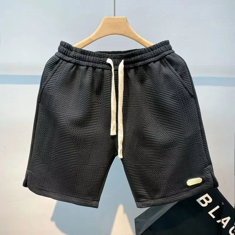 Men’s Patterned Drawstring Shorts with Side Pockets and Elastic Waist
