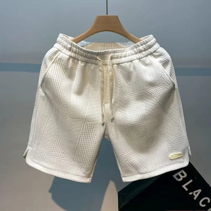 Men’s Patterned Drawstring Shorts with Side Pockets and Elastic Waist