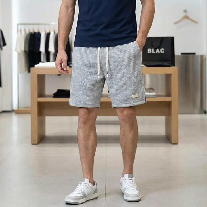 Men’s Patterned Drawstring Shorts with Side Pockets and Elastic Waist