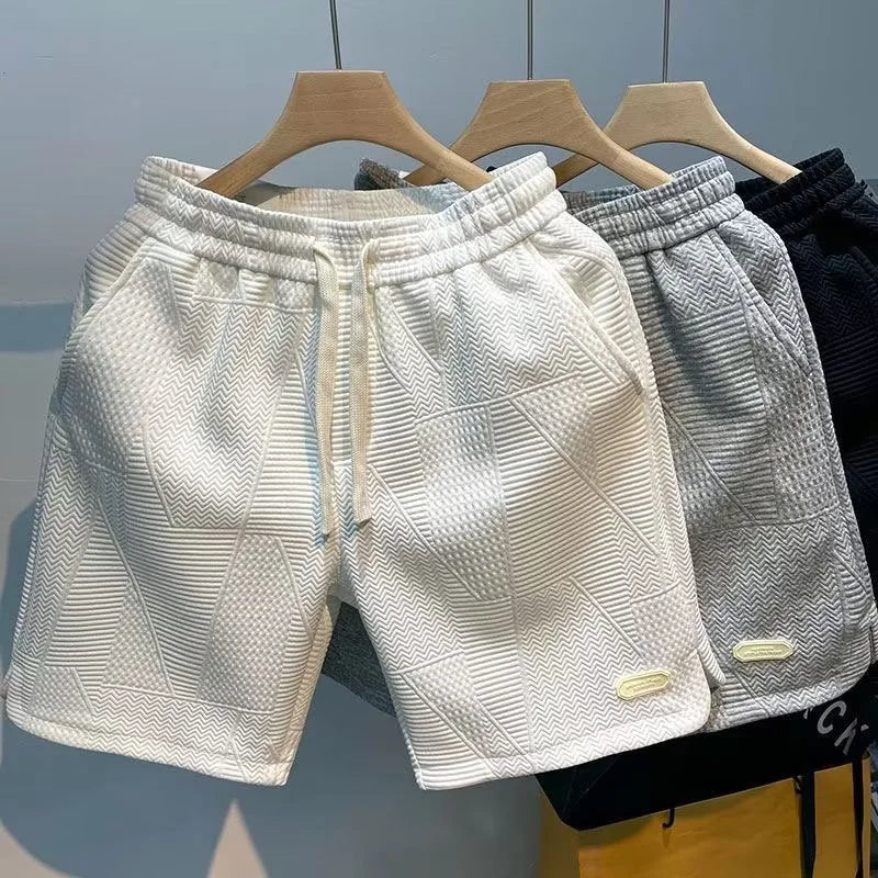 Men’s Patterned Drawstring Shorts with Side Pockets and Elastic Waist