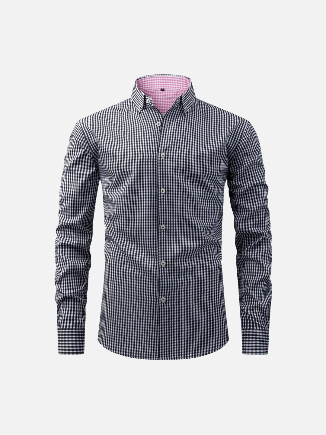 Men's Plaid Shirt with Long Sleeves and Button-Down Collar