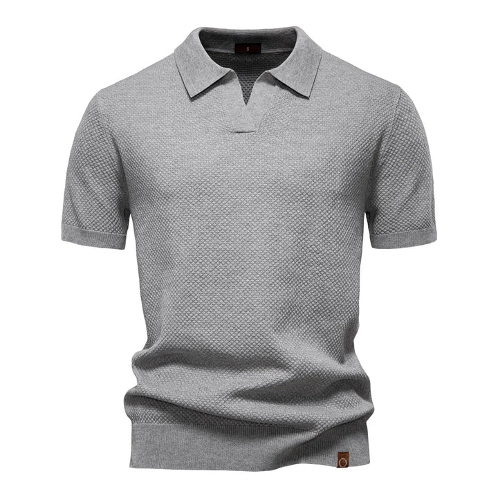 Men’s Polo Shirt with Short Sleeves and V-Notch Collar