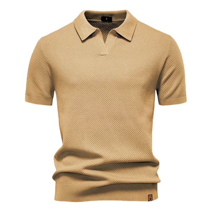 Men’s Polo Shirt with Short Sleeves and V-Notch Collar
