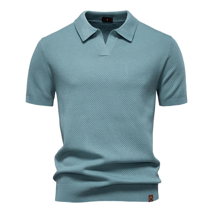 Men’s Polo Shirt with Short Sleeves and V-Notch Collar