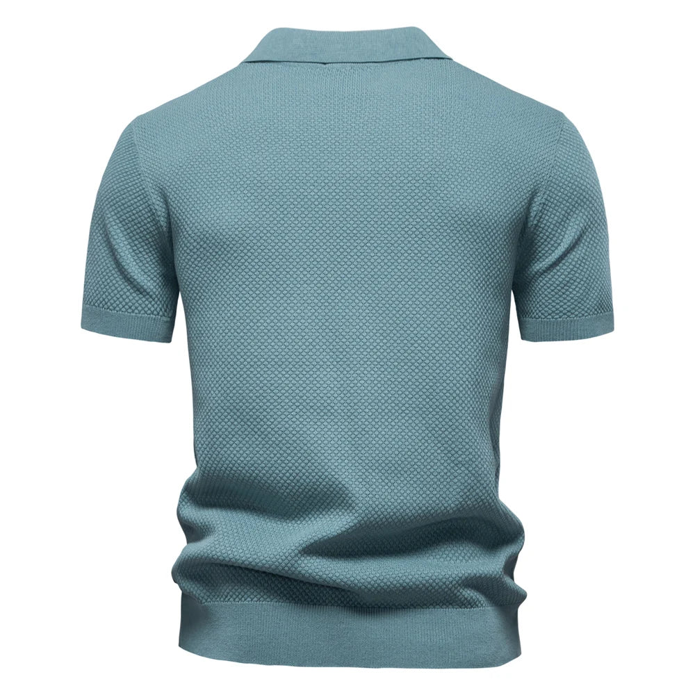 Men’s Polo Shirt with Short Sleeves and V-Notch Collar
