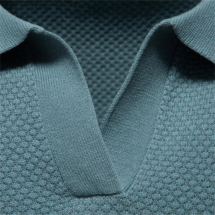 Men’s Polo Shirt with Short Sleeves and V-Notch Collar