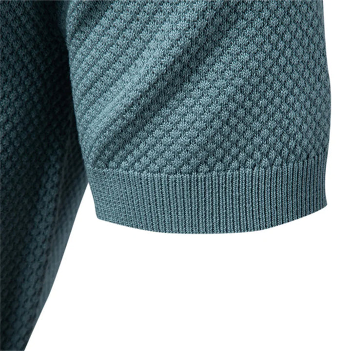 Men’s Polo Shirt with Short Sleeves and V-Notch Collar