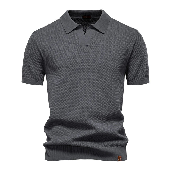 Men’s Polo Shirt with Short Sleeves and V-Notch Collar