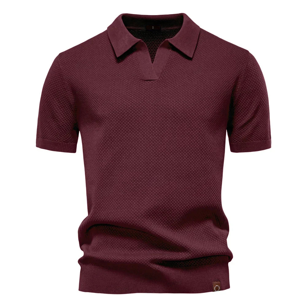 Men’s Polo Shirt with Short Sleeves and V-Notch Collar