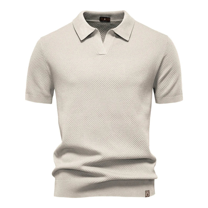 Men’s Polo Shirt with Short Sleeves and V-Notch Collar