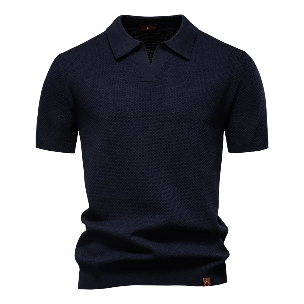 Men’s Polo Shirt with Short Sleeves and V-Notch Collar