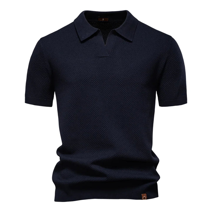Men’s Polo Shirt with Short Sleeves and V-Notch Collar