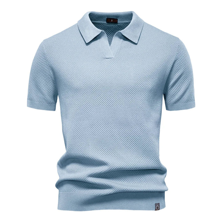 Men’s Polo Shirt with Short Sleeves and V-Notch Collar