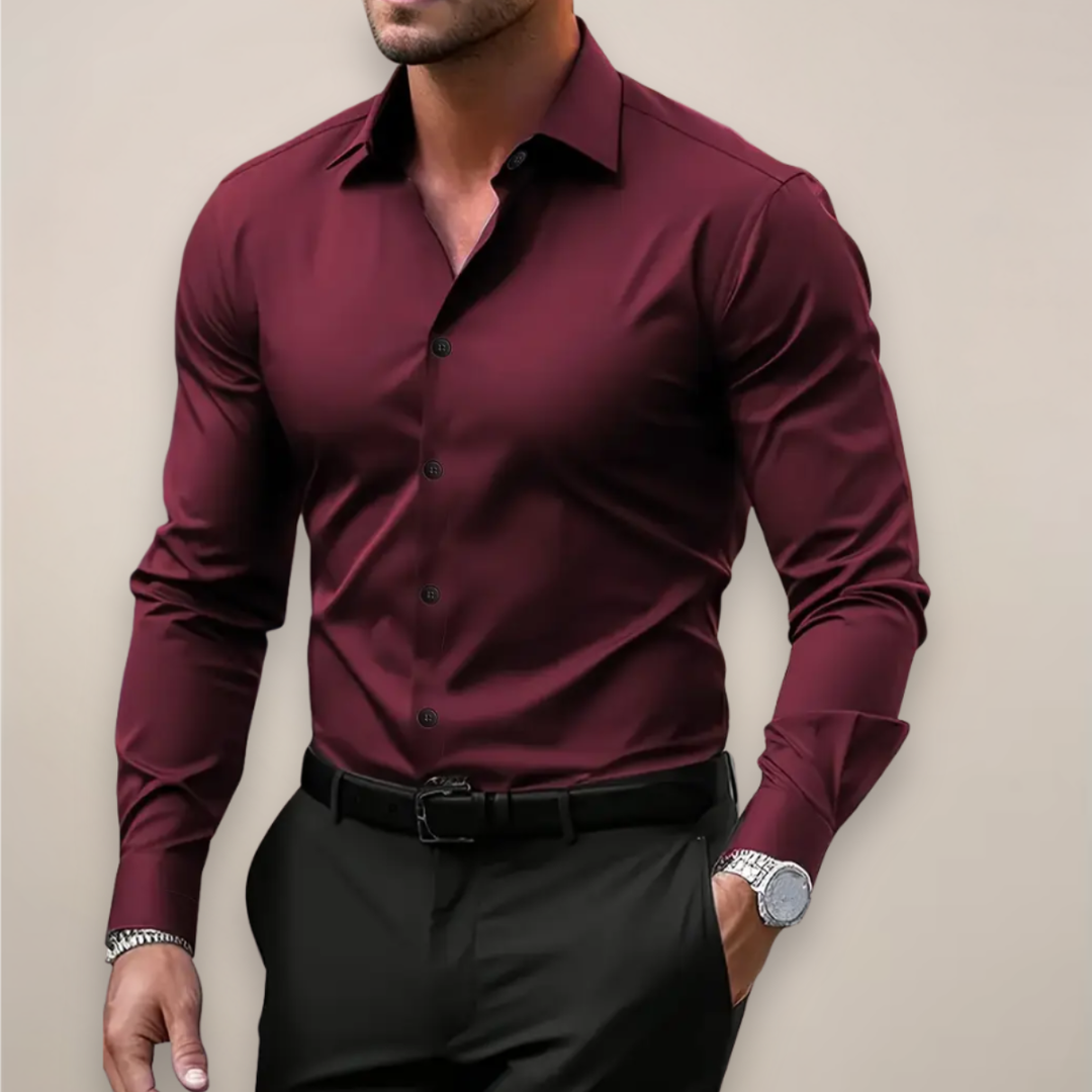 Men's Shirt with Long Sleeve and Buttoned Front