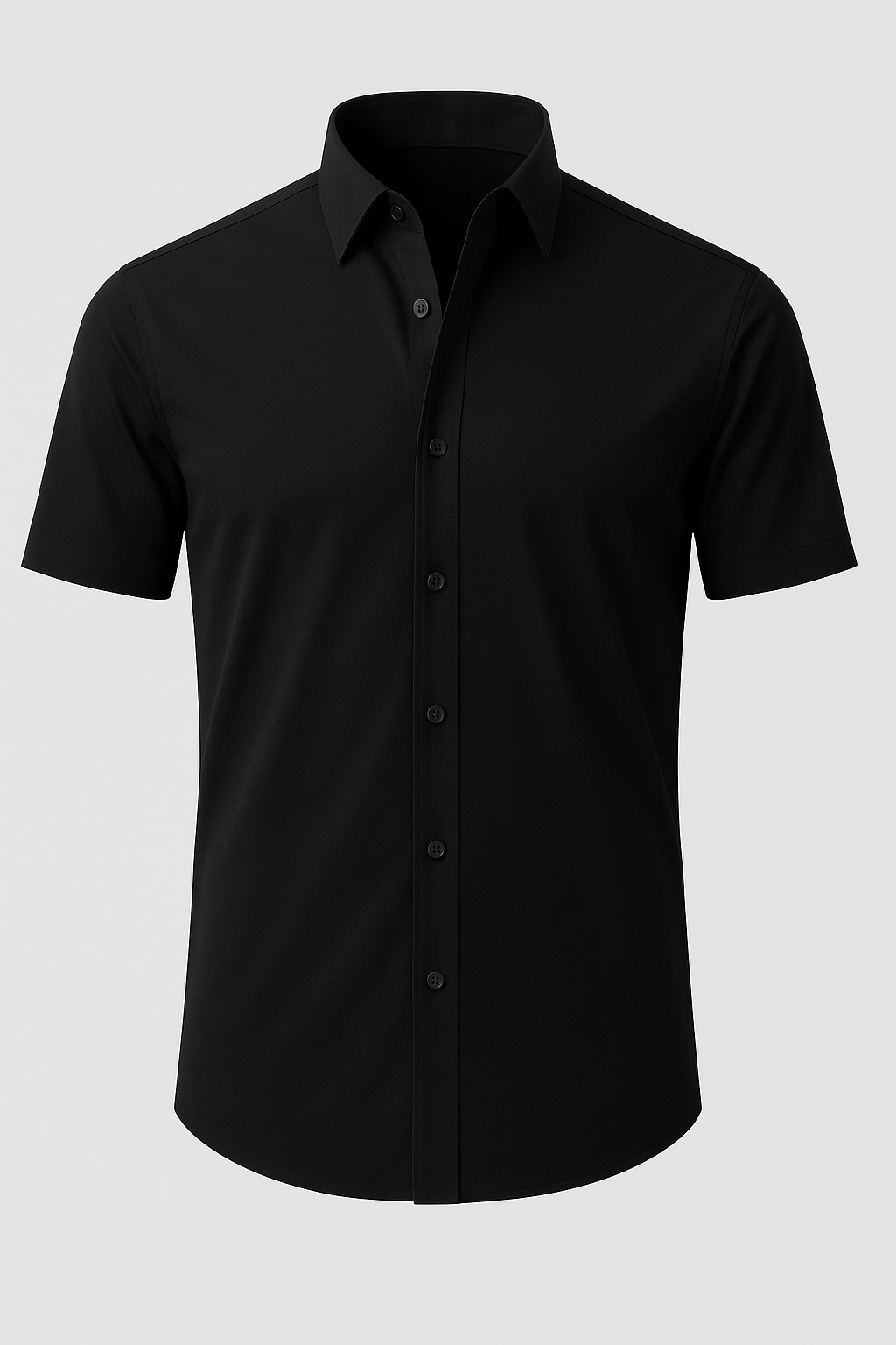 Men's Short Sleeve Shirt with Pointed Collar and Button Front
