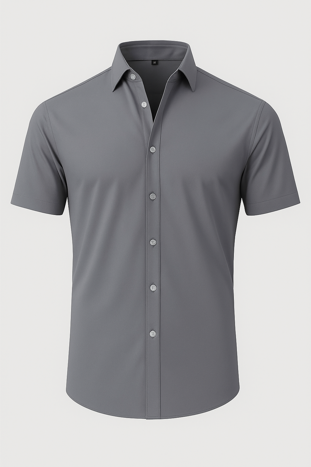 Men's Short Sleeve Shirt with Pointed Collar and Button Front