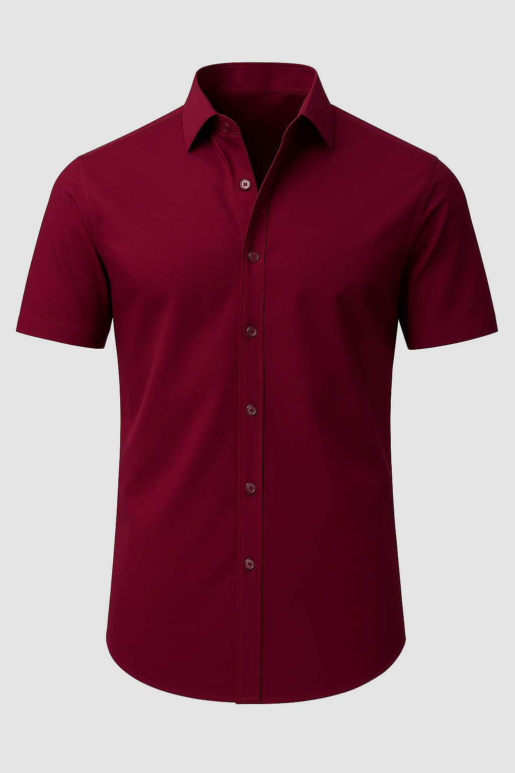 Men's Short Sleeve Shirt with Pointed Collar and Button Front