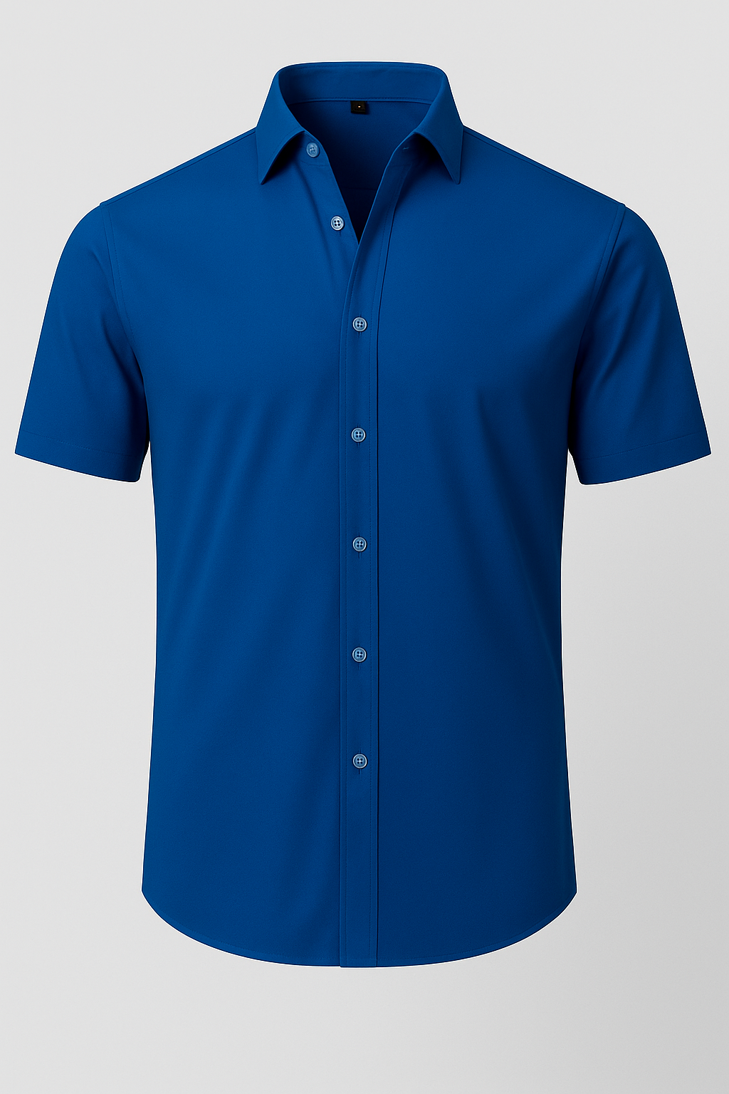Men's Short Sleeve Shirt with Pointed Collar and Button Front