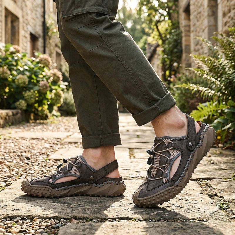 Men’s Slingback Sandals with Closed-Toe and Adjustable Cord Lacing