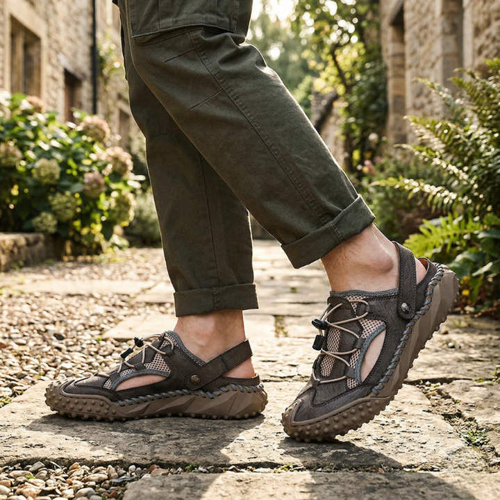 Men’s Slingback Sandals with Closed-Toe and Adjustable Cord Lacing