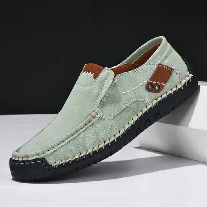 Men's Slip-On Shoes with Contrast Accents and Textured Sole