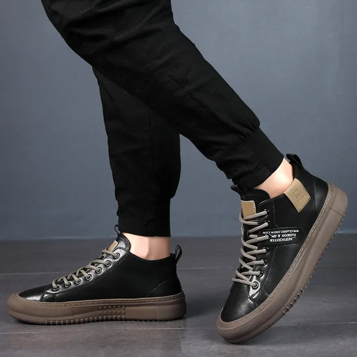 Men's Sneakers with Lace Up Closure and Thick Platform Sole