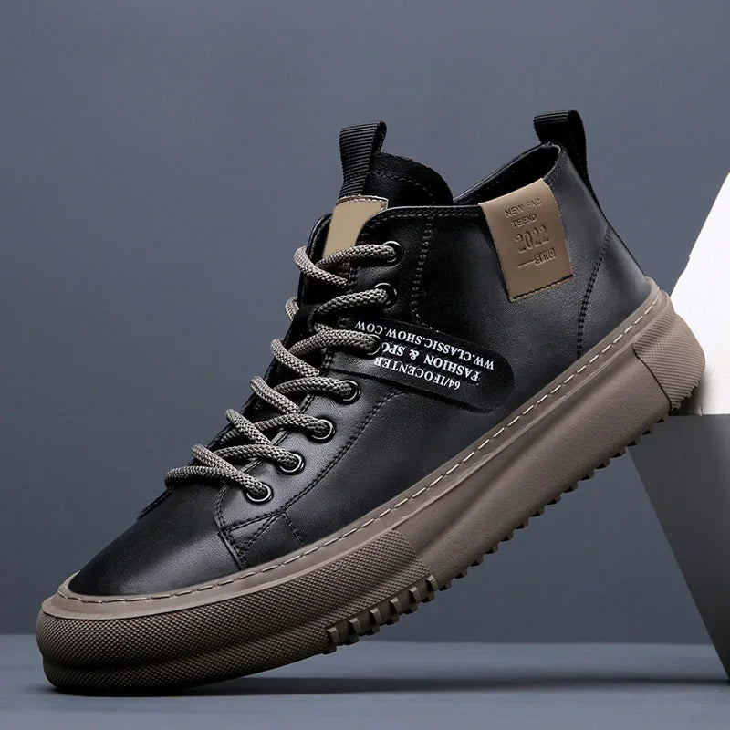 Men's Sneakers with Lace Up Closure and Thick Platform Sole