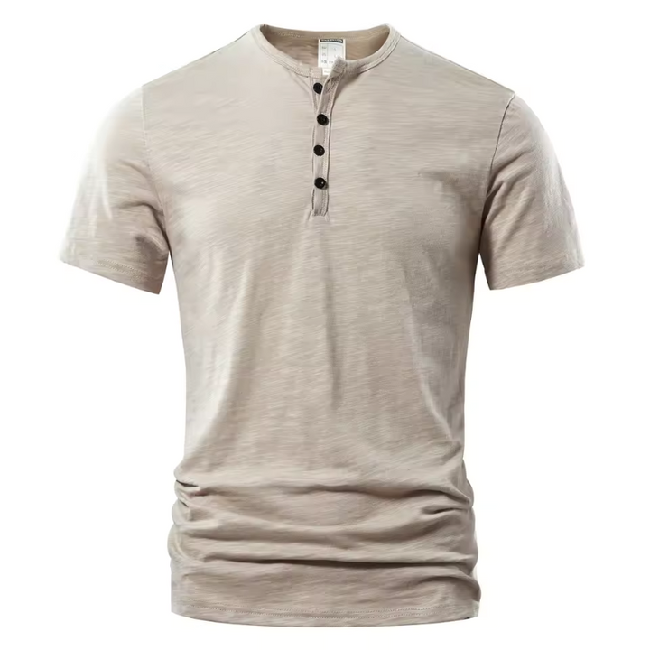 Men’s T-Shirt with Button Placket and Short Sleeves