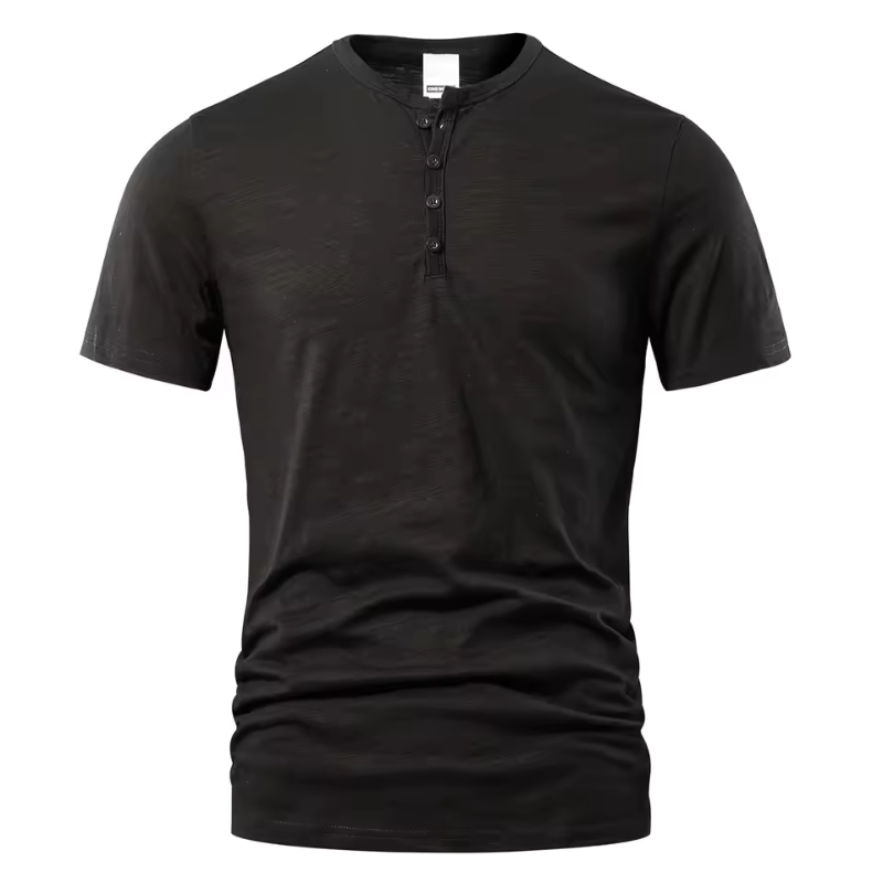 Men’s T-Shirt with Button Placket and Short Sleeves