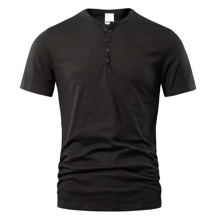 Men’s T-Shirt with Button Placket and Short Sleeves