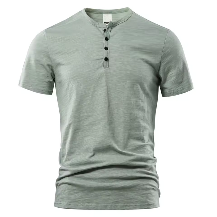 Men’s T-Shirt with Button Placket and Short Sleeves