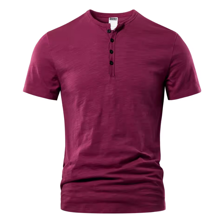 Men’s T-Shirt with Button Placket and Short Sleeves