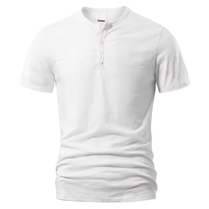 Men’s T-Shirt with Button Placket and Short Sleeves