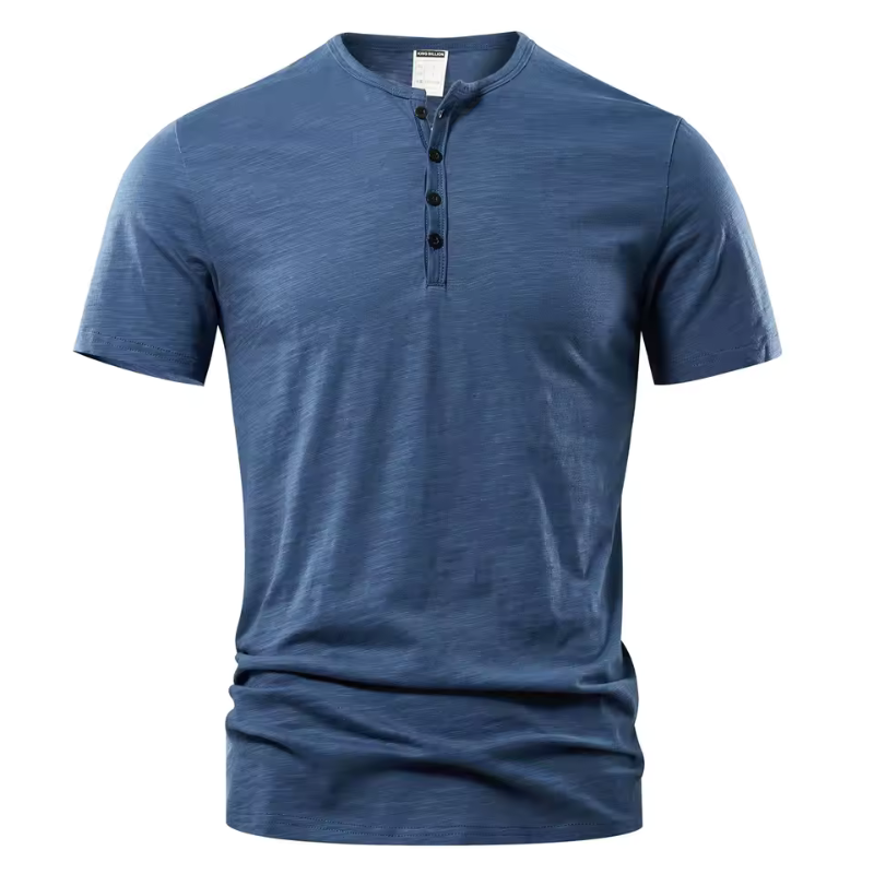 Men’s T-Shirt with Button Placket and Short Sleeves