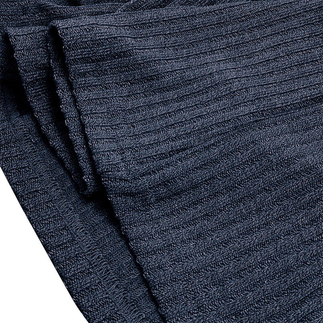 Men’s T-Shirt with Button Placket Ribbed Texture and Short Sleeves