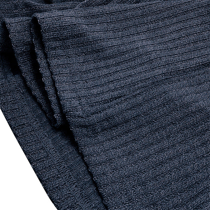 Men’s T-Shirt with Button Placket Ribbed Texture and Short Sleeves