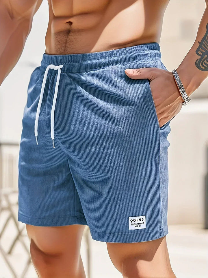 Men’s Textured Drawstring Shorts with Side Pockets and Elastic Waist