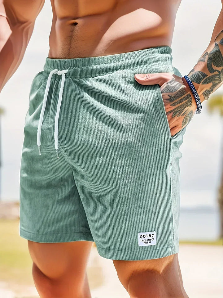 Men’s Textured Drawstring Shorts with Side Pockets and Elastic Waist