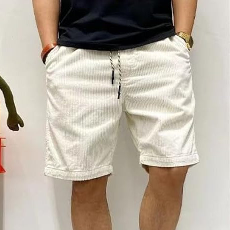 Men's Textured Mid-Length Shorts with Drawstring Waist and Hip Pockets