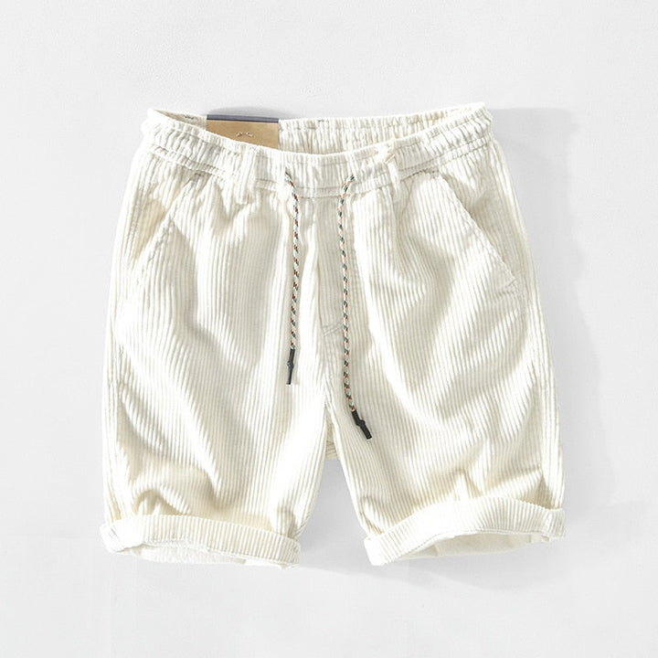 Men's Textured Mid-Length Shorts with Drawstring Waist and Hip Pockets