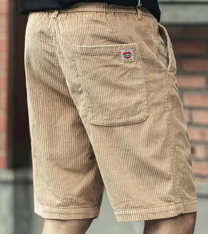 Men's Textured Mid-Length Shorts with Drawstring Waist and Hip Pockets