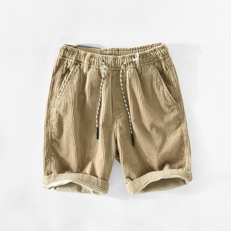 Men's Textured Mid-Length Shorts with Drawstring Waist and Hip Pockets