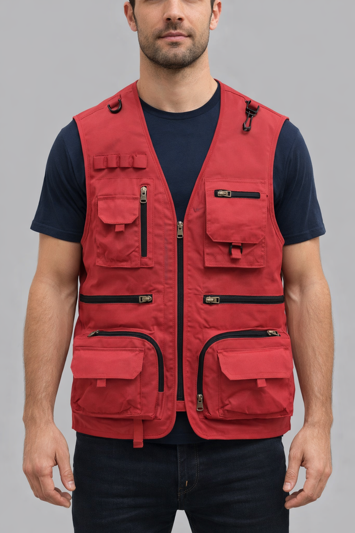 Men's Vest with Multi-Pocket and D-Ring Attachments