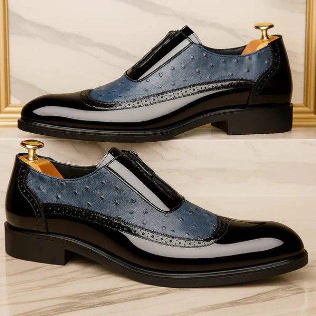 Men's Wingtip Dress Shoes with Zip Closure and Perforated Panels
