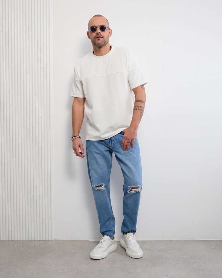 Regular Fit Pants with Rolled Cuffs for Men