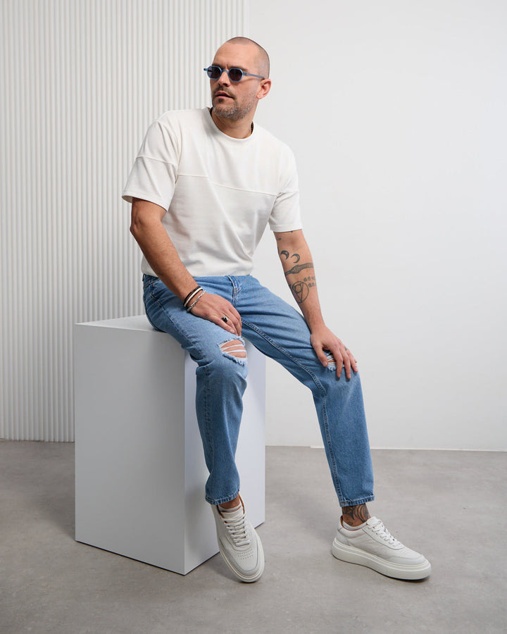 Regular Fit Pants with Rolled Cuffs for Men