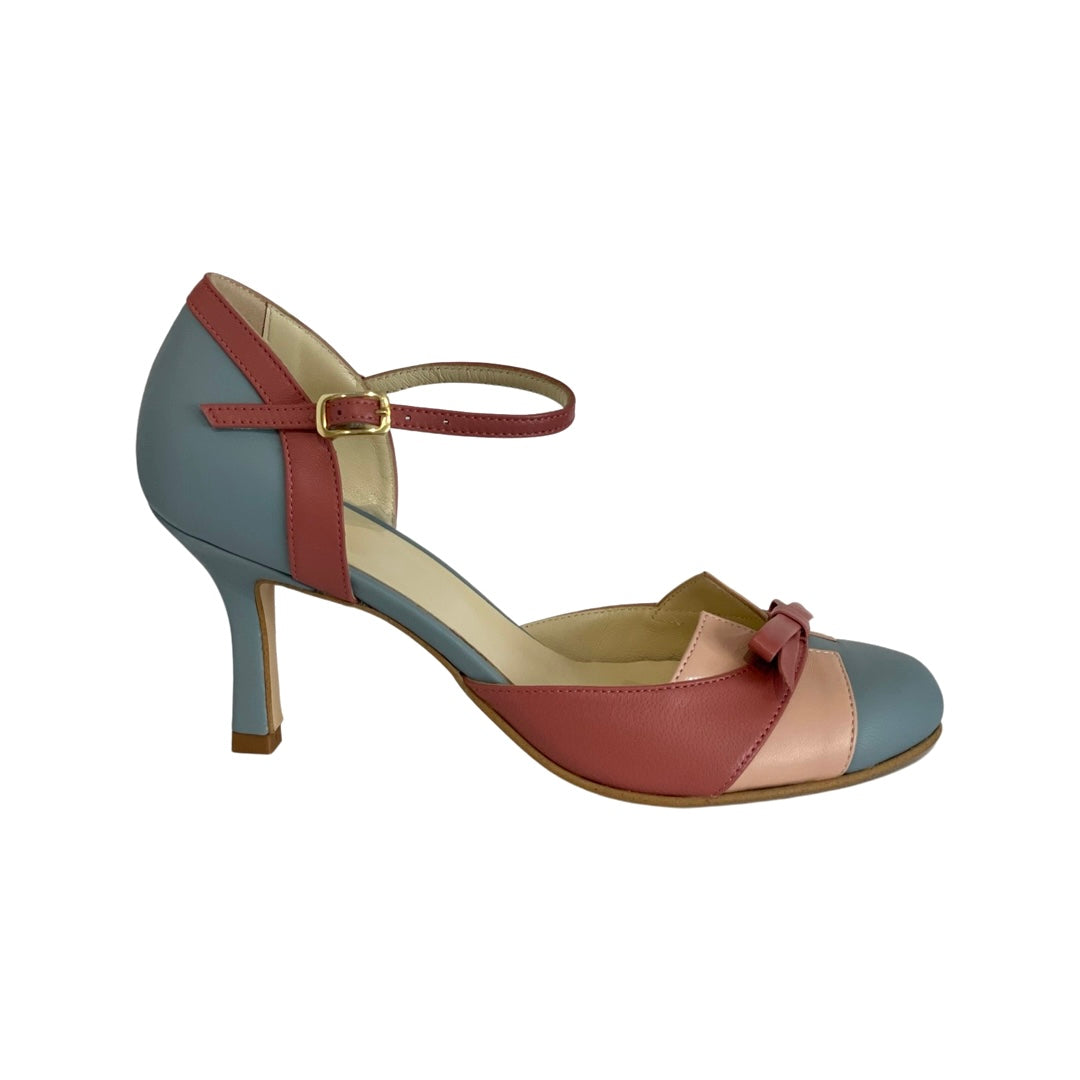 Women’s Ankle Strap Heels with Round Toe and Bow Detail