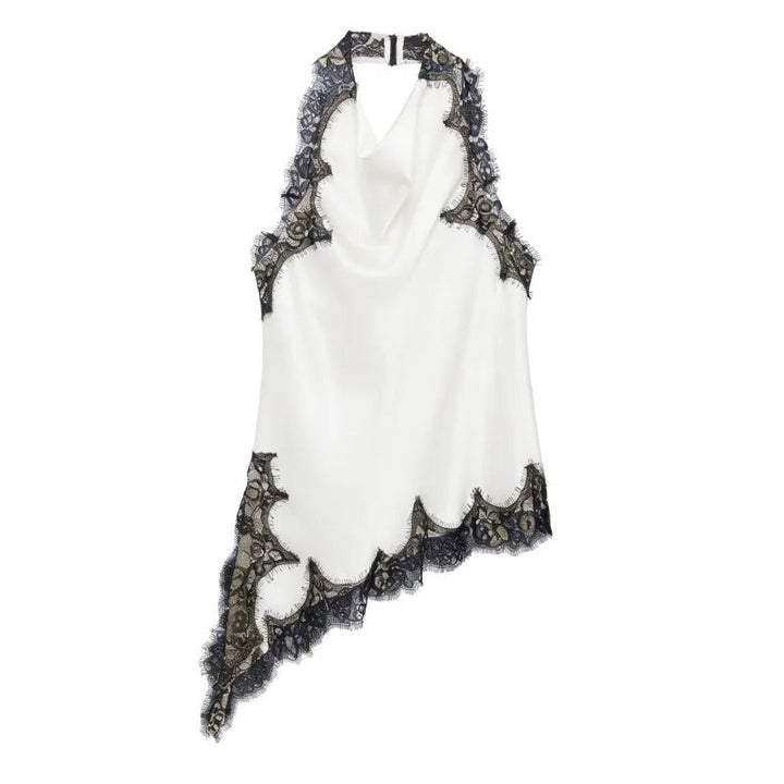Women's Asymmetric Halter Top with Sleeveless and Cowl Neckline
