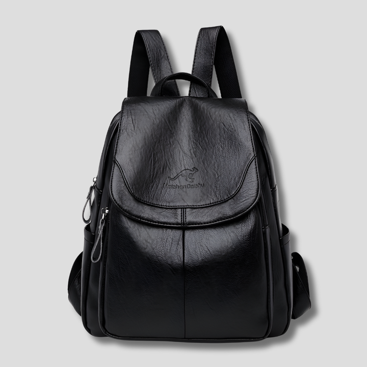 Women's Bag with Embossed Logo and Side Zipper Pockets